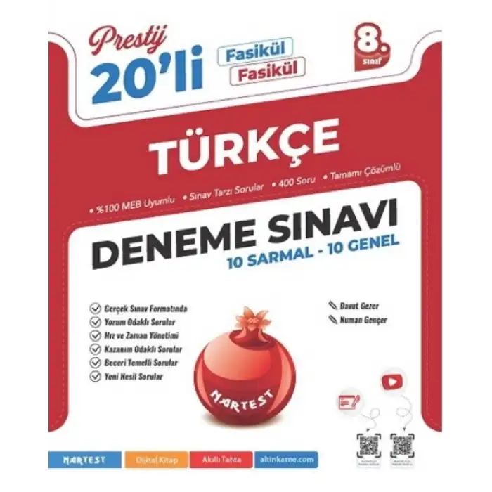 Nartest 8.Sınıf Prestij Türkçe 20 Deneme Sınavı 2025-26