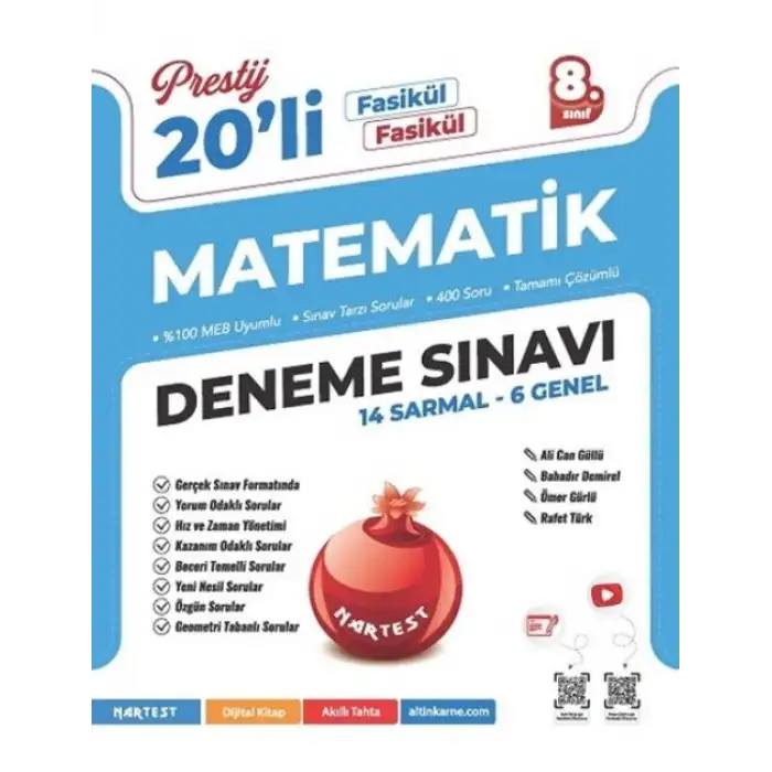 Nartest 8.Sınıf Prestij Matematik 20 Deneme Sınavı 2025-26