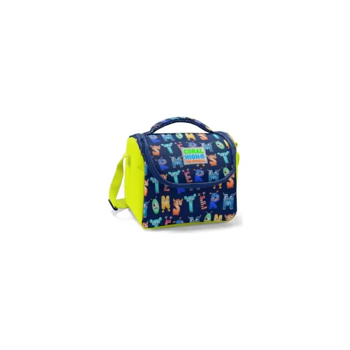 Yaygan Coral Hıgh Kids Lacivert Neon Sarı Monster Desenli Thermo Beslenme Çantası 11726