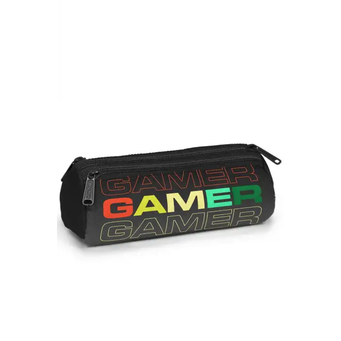Yaygan Coral High Kids Siyah Gri Gamer Desenli Üç Bölmeli Kalem Çantası 11167