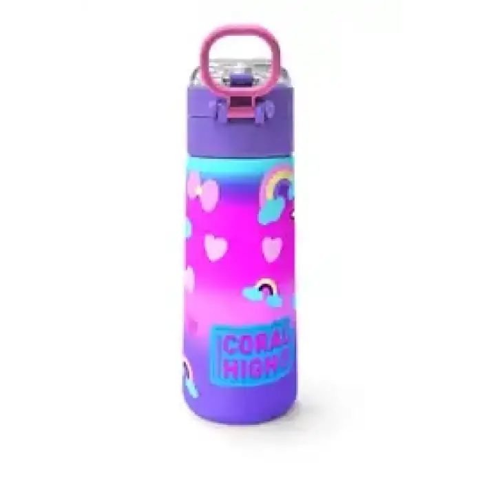 Yaygan Coral High Kids Renkli Batik Unicorn Dondurma Desenli Pipetli Çelik Termos 500 ml 31801