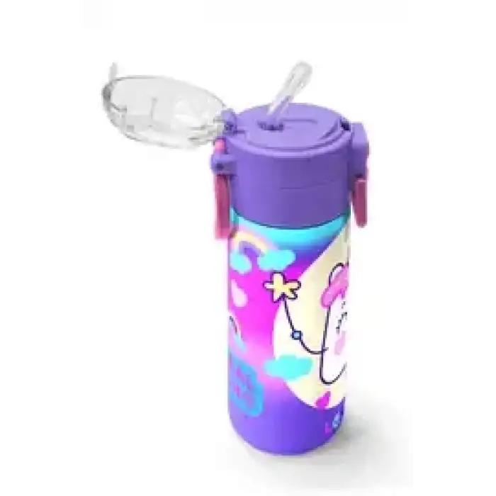 Yaygan Coral High Kids Renkli Batik Unicorn Dondurma Desenli Pipetli Çelik Termos 500 ml 31801