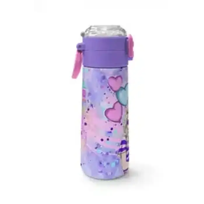 Yaygan Coral High Kids Pembe Mor Fashion Girl Desenli Pipetli ve Direkt İçim Çelik Termos 500 ml 31956