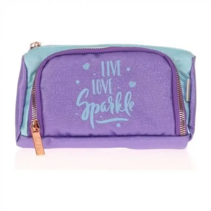 Kaukko Sparkle Plump Kalem Çantası Duble Koyu Lila K2532