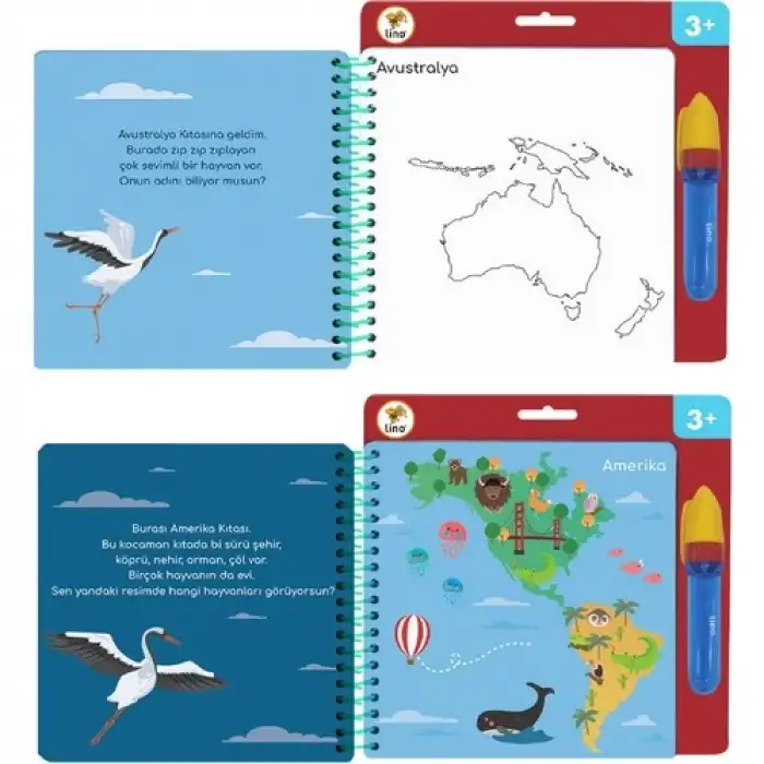 Lino Aqua Magic Book Kıtalar Sihirli Boyama Kitabı Tfl-1001
