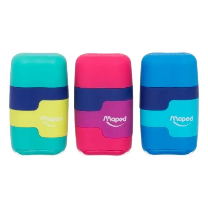 Maped Connect Renkli Çift Delikli Silgili Kalemtıraş - Display 04922