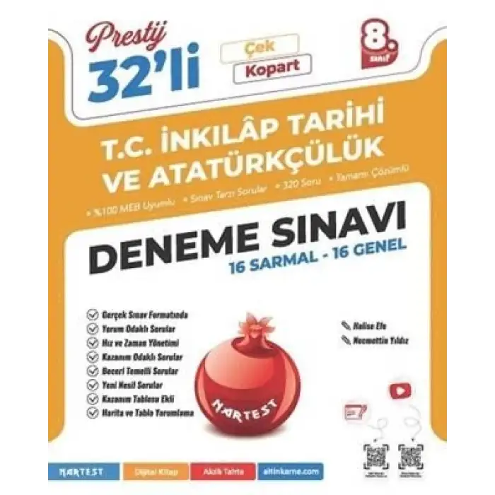 Nartest 8.Sınıf Prestij T.C. İnkılap Tarihi Ve Atatürkçülük 32`Li Deneme Sınavı 2025-26