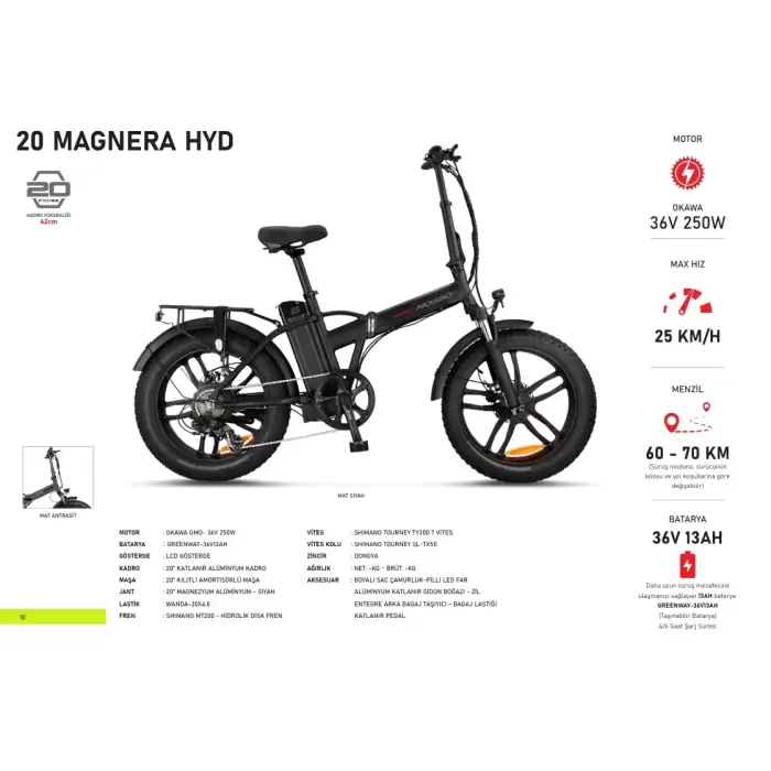 Ümitbisiklet Mosso Magnera E-Bike 7Spd Hyd-Mat Antrasit 2015 ( 36V13AH )
