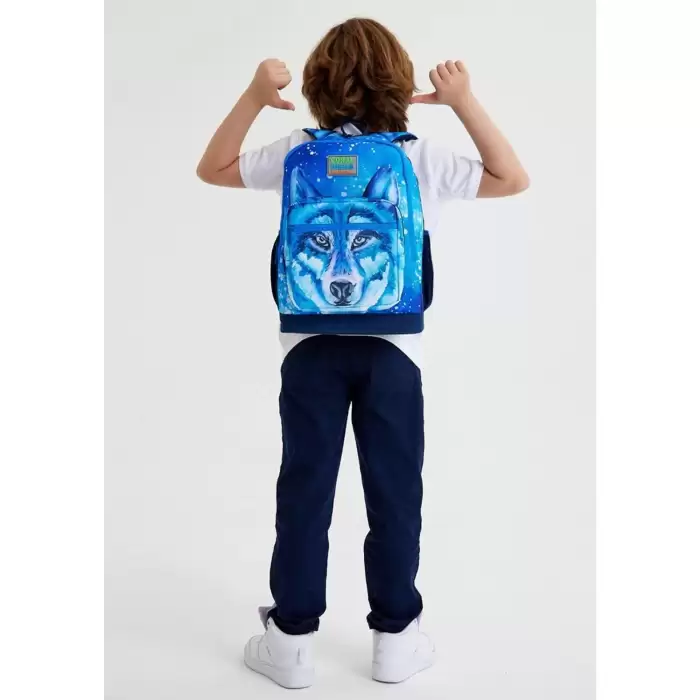 Yaygan Coral High Kids Lacivert Mavi Kurt Desenli Dört Bölmeli Okul Sırt Çantası 23743