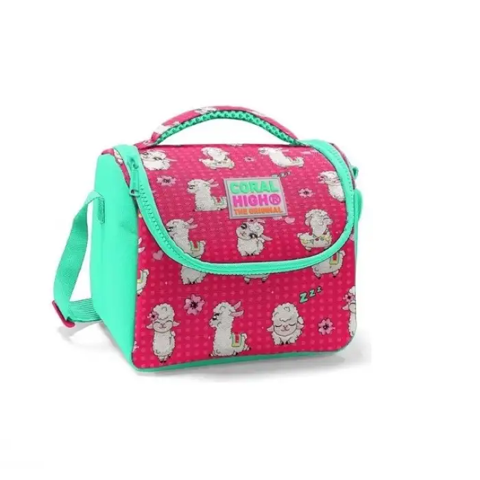 Yaygan Coral Hıgh Neon Mercan Su Yeşili Alpaka Desenli Thermo Beslenme Çantası 11719