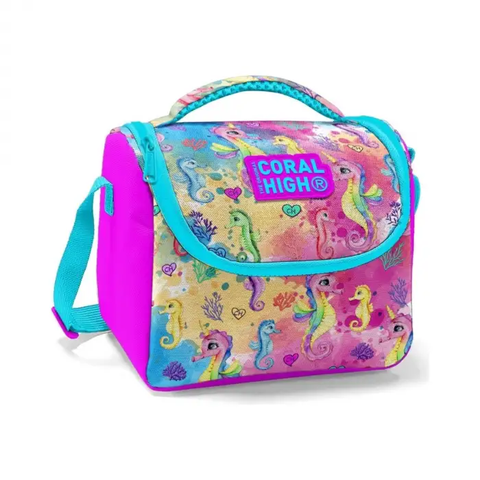 Yaygan Coral Hıgh Pembe Rengarenk Denizatı Desenli Thermo Beslenme Çantası 11825
