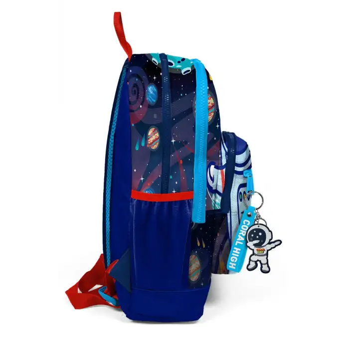 Yaygan Coral Hıgh Saks Mavi Astronot Desenli Dört Bölmeli Okul Sırt Çantası 23724