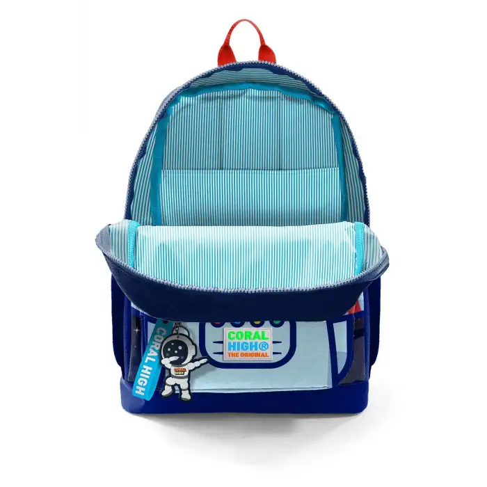 Yaygan Coral Hıgh Saks Mavi Astronot Desenli Dört Bölmeli Okul Sırt Çantası 23724