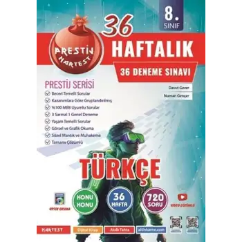 Nartest 8.Sınıf Türkçe 36 Haftalık Deneme 2025-26