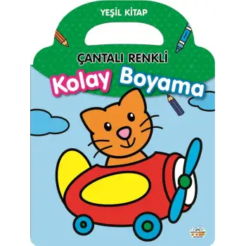 0-6 Yaş Yay Çantalı Renkli Kolay Boyama Yeşil Kitap