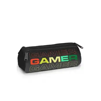 Yaygan Coral High Kids Siyah Gri Gamer Desenli Üç Bölmeli Kalem Çantası 11167