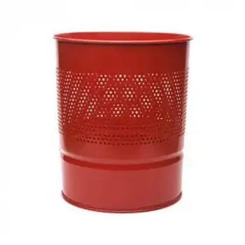Drt Metal Delikli Metal Çöp Kovası Konik Metalik Kırmızı Drt-1012