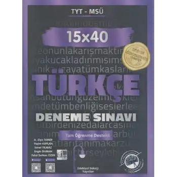 Edebiyatsokağı Tyt Msü 15*40 Deneme Türkçe 2024-25