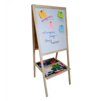 İnterpano 40*50 Çift Taraflı Ahşap Çerçeveli Kara Yazı Tahta Manyetik Beyaz 715