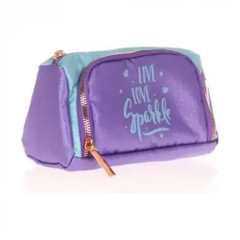 Kaukko Sparkle Plump Kalem Çantası Duble Koyu Lila K2532