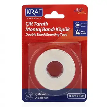 Kraf Montaj Bandı Çift Taraflı Köpük 15mmx1.9m 2510g