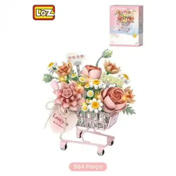 Loz Block Oyuncak Pembe Arabalı Çiçekler 584 Parça LZ-4124