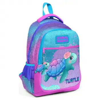 Yaygan Coral Hıgh Açık Pembe Mavi Kaplumbağa Desenli Üç Bölmeli Okul Sırt Çantası 23497