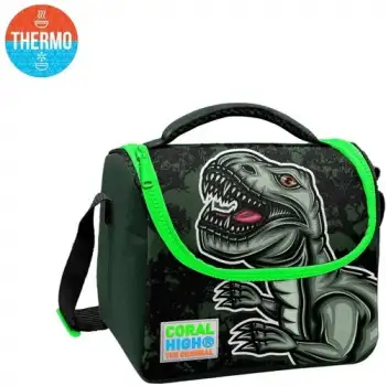 Yaygan Coral High Kids Koyu Yeşil Siyah Dinozor Desenli Thermo Beslenme Çantası 11725