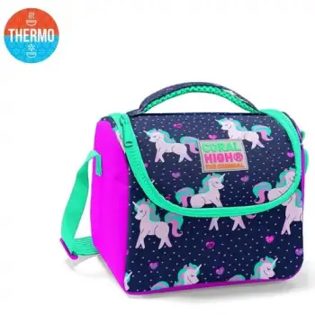 Yaygan Coral High Kids Lacivert Pembe Unicorn Desenli Thermo Beslenme Çantası 11727