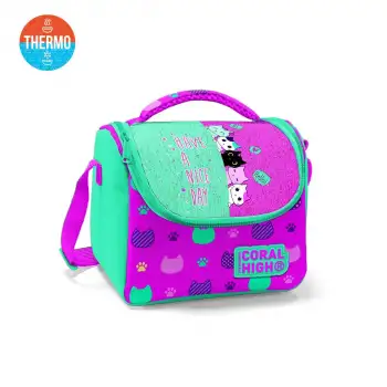 Yaygan Coral High Kids Pembe Su Yeşili Kedi Desenli Thermo Beslenme Çantası 11854