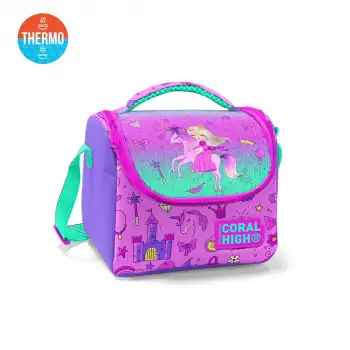 Yaygan Coral High Kids Açık Pembe Mor Unicornlu Prenses Desenli Thermo Beslenme Çantası 11863