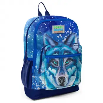 Yaygan Coral High Kids Lacivert Mavi Kurt Desenli Dört Bölmeli Okul Sırt Çantası 23743
