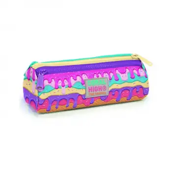 Yaygan Coral High Kids Pembe Rengarenk Dondurma Desenli Üç Bölmeli Kalem Çantası 22031