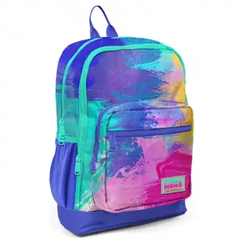 Yaygan Coral High Kids Renkli Airbrush Desenli Desenli Dört Bölmeli Okul Sırt Çantası 23738