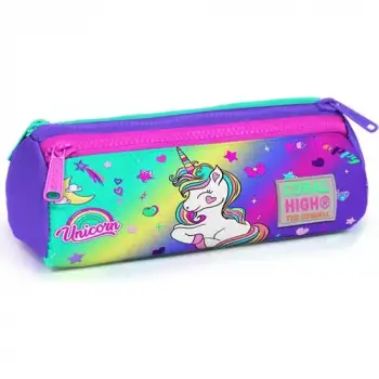 Yaygan Coral Hıgh Lavanta Su Yeşili Unicorn Desenli Üç Bölmeli Kalem Çantası 22029