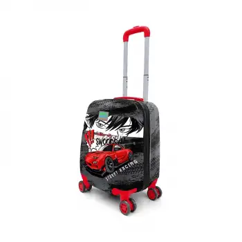 Yaygan Coral Hıgh Mini Siyah Kırmızı Anime Araba Desenli Çekçekli Valiz 16738