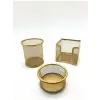 Drt Metal Masa Üstü Perfore Set 3 Lü Simli Altın Drt-413
