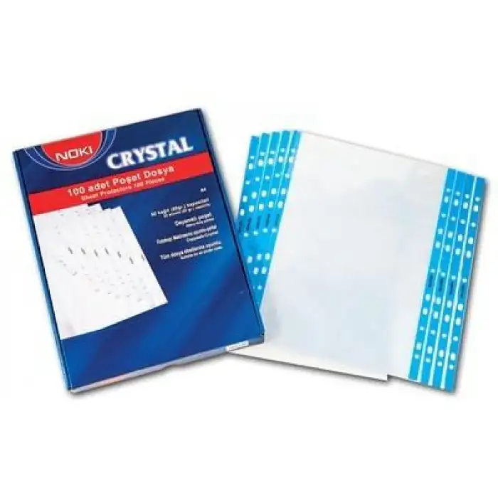 Noki Poşet Dosya Cristal Mavi Şeritli 100Lü (4830cr)
