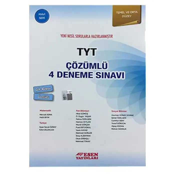 Esen Tyt Çözümlü Deneme 4 Lü Mavi Seri 2019