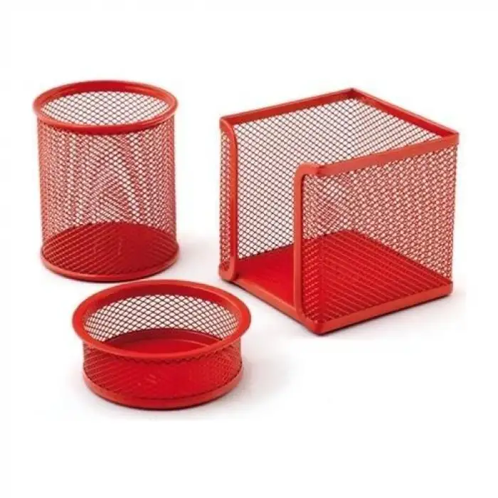Drt Metal Masa Üstü Perfore Set 3 Lü Kırmızı Drt-409