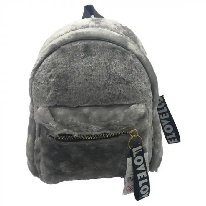 Taros Gri Peluş Sırt Çantası 4851