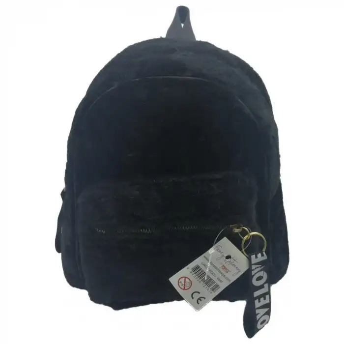 Taros Siyah Peluş Sırt Çantası 4846