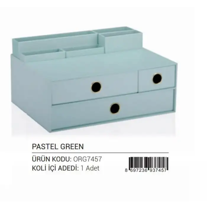 Gıpta 3 Çekmeceli Masa Üstü Set Pastel Green Org7457