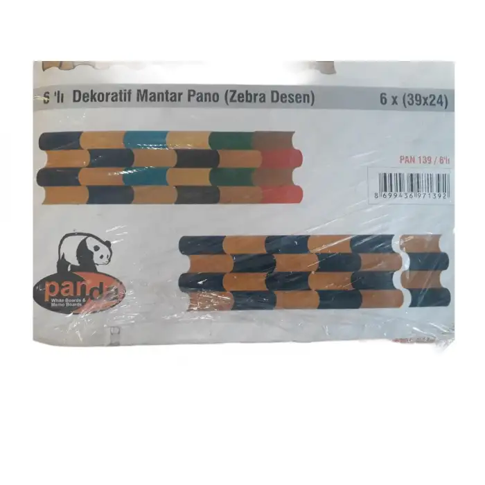 Panda 6Lı Dekoratif Mantar Pano ( Zebra Desen ) Pan139-39x24