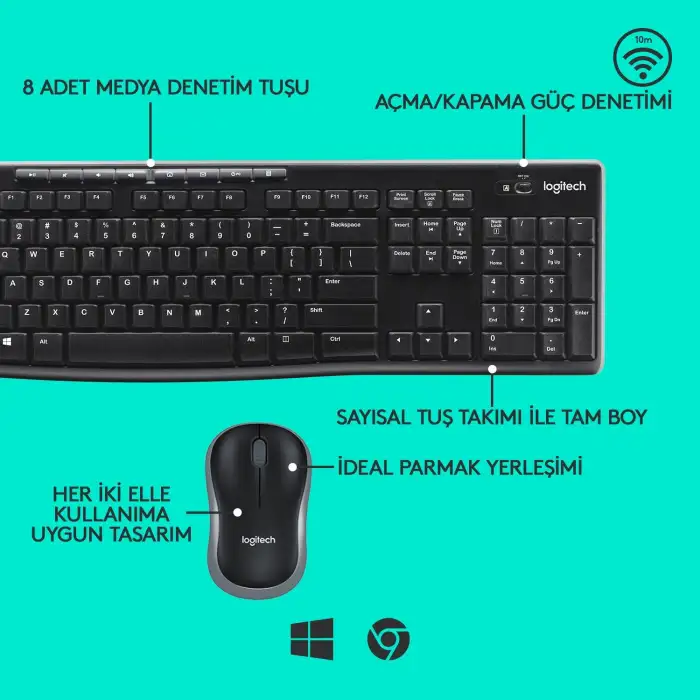 Logıtech Klavye+mouse Kablosuz Mk270 920-004525