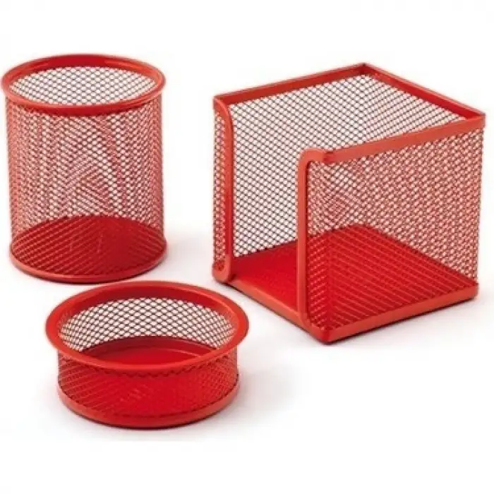 Drt Metal Masa Üstü Perfore Set 3 Lü Metalik Kırmızı Drt-412