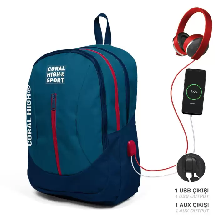 Yaygan Coral Hıgh Sırt Çanta Usb+aux Soketli 23448