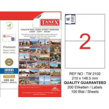 Tanex Laser Etiket Tw-2102 210 X 148,5 Mm ( 1047 )