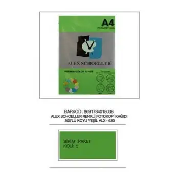 Alex Fot.Kağ. Renkli A4 500 Lü (Koyu Renkler) No:630 K.Yeşil