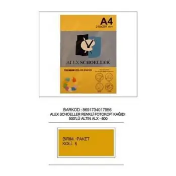 Alex Fot.Kağ. Renkli A4 500 Lü (Koyu Renkler) No:600 Altın